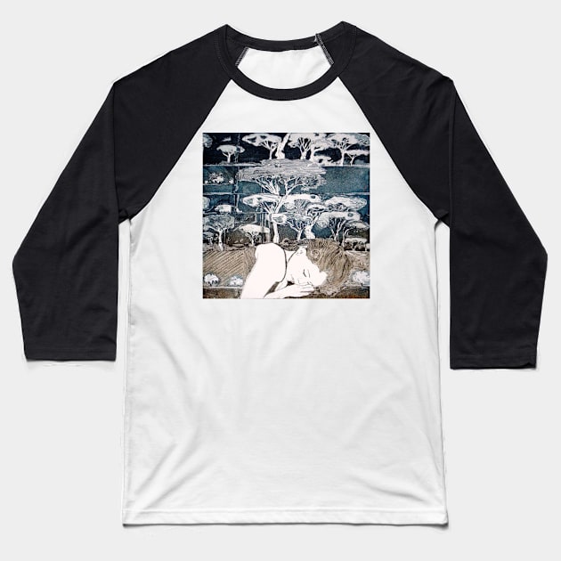 "Dreaming of Life" Aquatint Etching Baseball T-Shirt by BillyLee